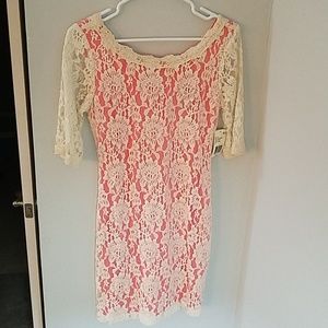 B. Smart Ivory and coral short dress size 6